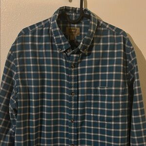 Foundry Men's Comfort Stretch Blue/White Check Plaid Button Down LS Shirt...LT